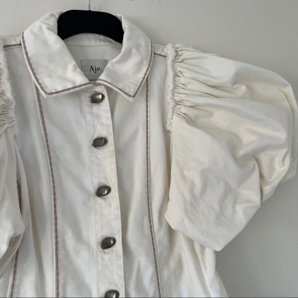 AJE Reclaim Denim Mini Dress Ivory • Size 10 • RRP $395 - Picture 13 of 16